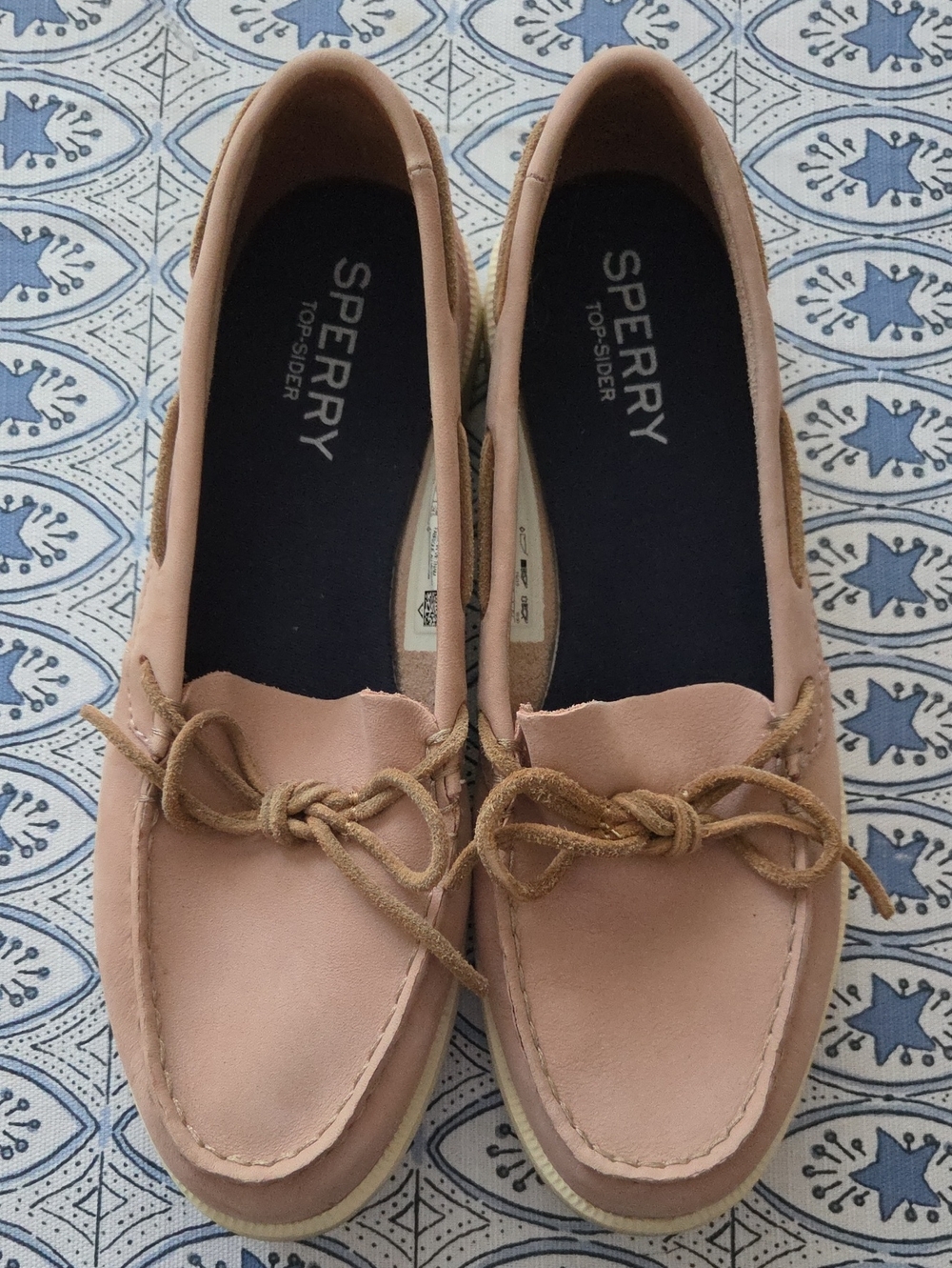 Sperry Blush Pink Moccasin Boat Shoes with Rawhide Laces
